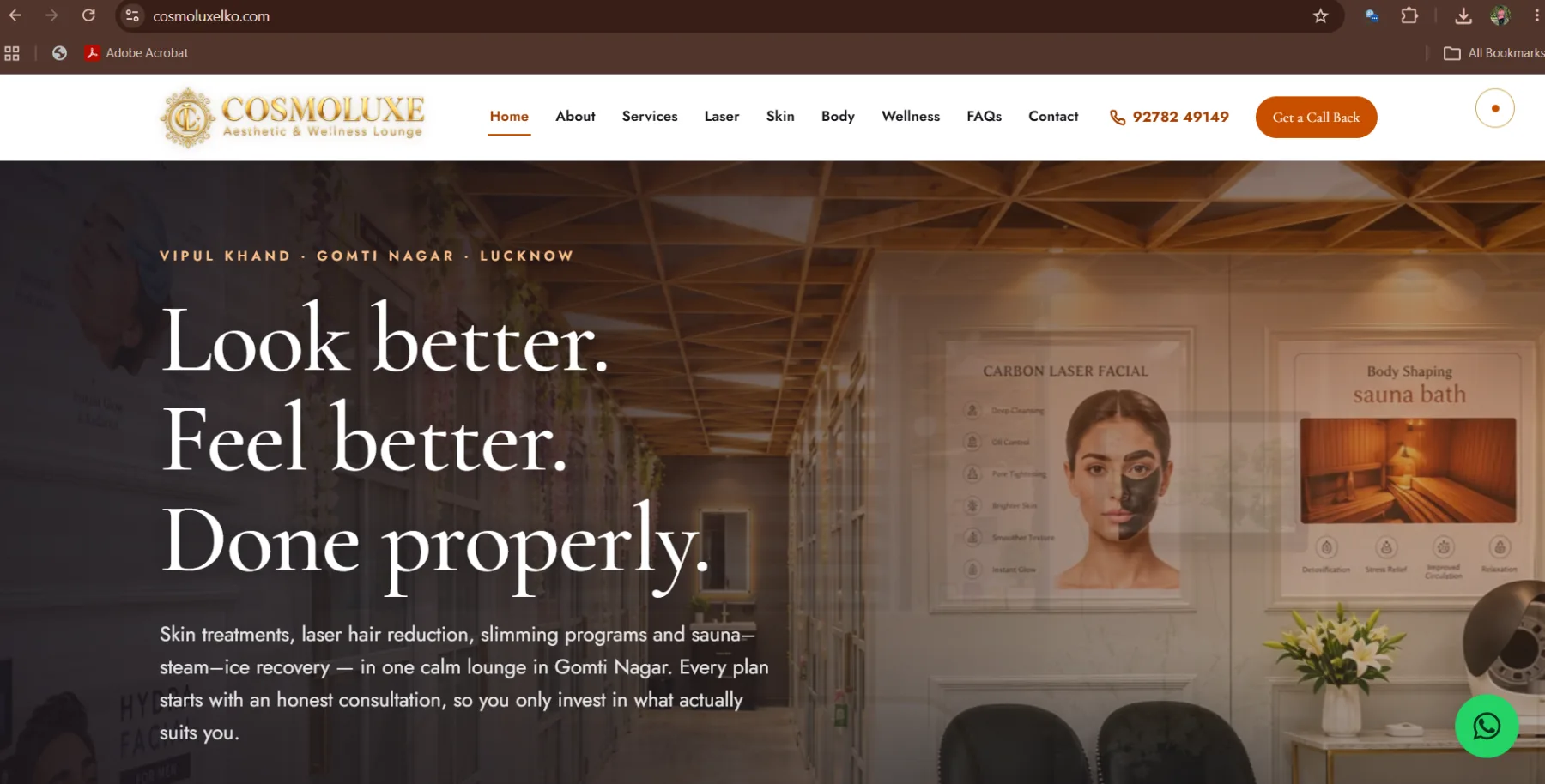 Cosmoluxe website homepage