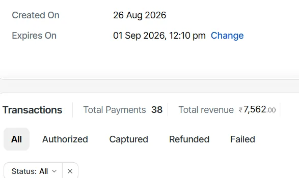 Razorpay transactions for the Level 1 workshop